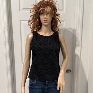 White House Black Market Sleeveless Geo Cutout Tank Top Back Zipper Sz 0 EUC